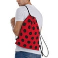 thumbnail image 3 of Drawstring Backpack - Ladybug black dotted spots red Splash Proof Small Drawstring Gym Bag for Women Men, Cinch Sports String Bag Backpack for Travel Swimming Beach, 3 of 8