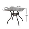 thumbnail image 3 of GDF Studio Honolulu Outdoor Cast Aluminum Square Dining Table, Hammered Bronze, 3 of 7
