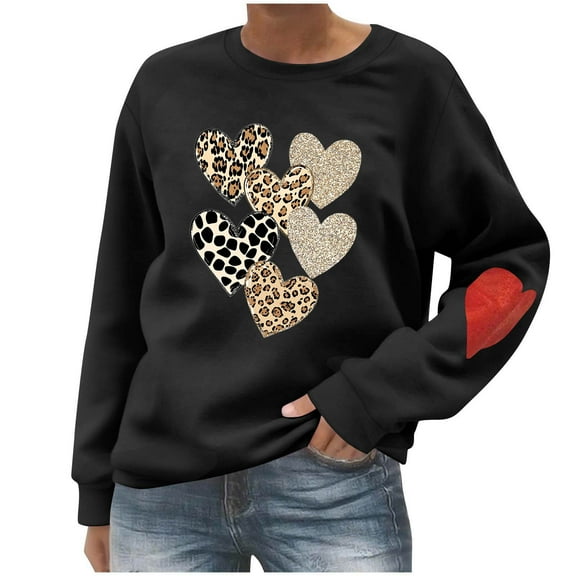 Hanen Long Sleeve Womens Tops Casual Fashion Women's Print Casual Long Sleeve Round Neck Ladies Loose Sweatshirt Tops Blouse Athletic Sweatshirts for Women