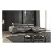 Furniture of America Lyndon Leather Dark Gray Sectional with Right Chaise