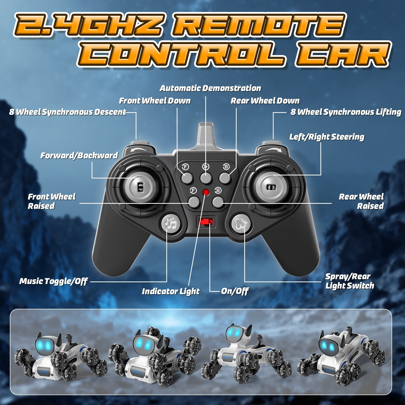 Kids Stunt Robot XOS Remote Control Robot Dog Toy - Rechargeable Stunt ...