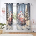 thumbnail image 6 of Sheer Curtains 2 Panels Set Grommet Drapes Window Treatments Light Filtering for Bedroom Living Room W42 x L63 Christmas Tree and Snowman on Truck, 6 of 7