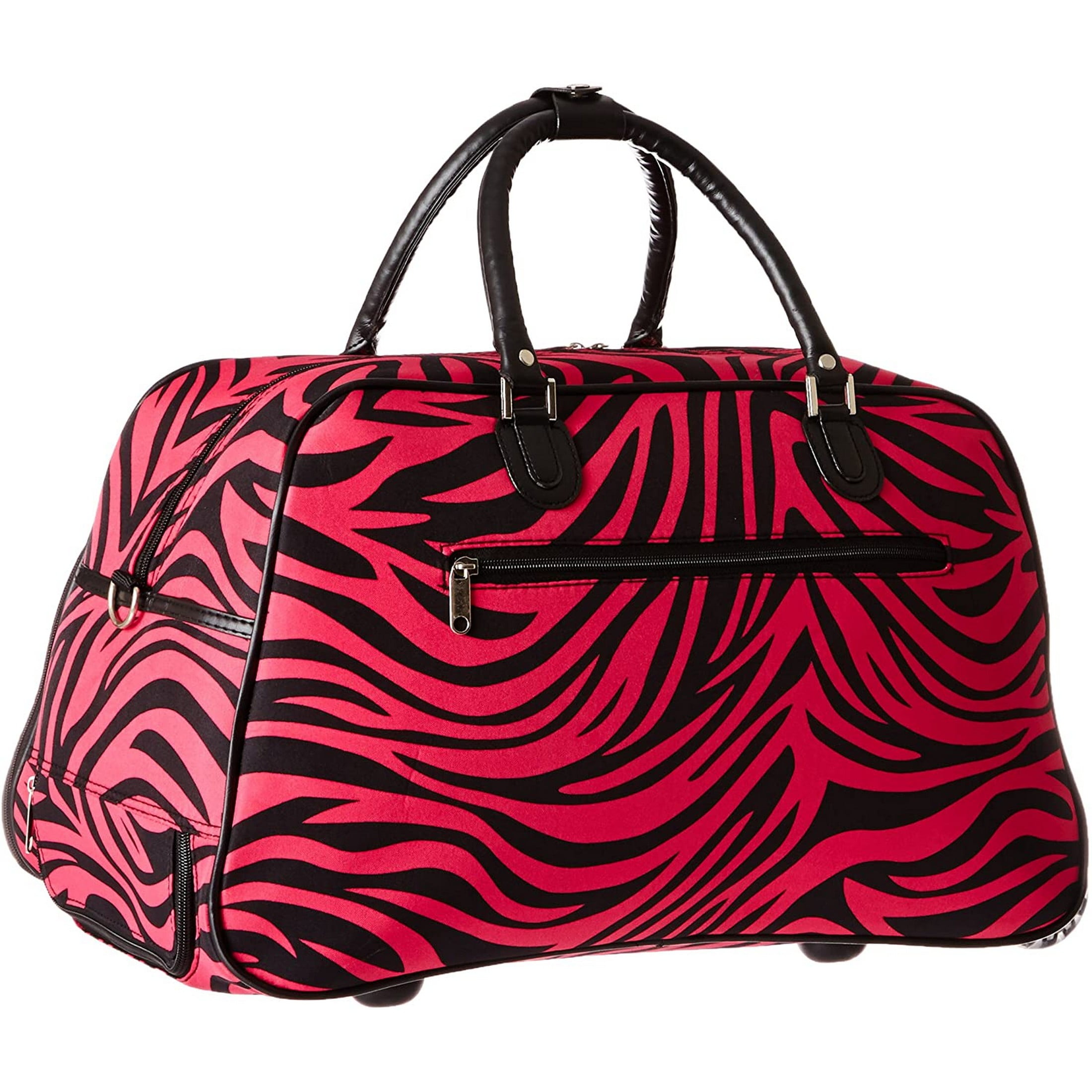 CalBags Animal Prints 21-Inch Carry-On Rolling Duffel Bag - Fuchsia Black Zebra