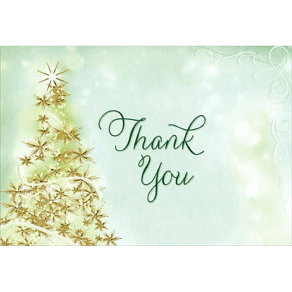 Designer Greetings Sparkling Tree - Package of 8 Christmas Thank You Notes