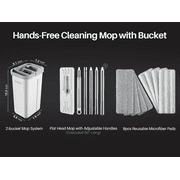JOYMOOP Mop and Bucket with Wringer Set, Wall Mop Cleaning Bucket with Mop, Hands Free Flat Mop Bucket with 8 Microfiber Pads