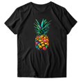 thumbnail image 3 of Gibobby Casual Playera de Manga Corta para Mujer Mujeres Casual Piña Impresión Mangas Cuello Redondo Camiseta Suelta Blusa Tops(Negro,M), 3 of 4