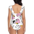 thumbnail image 6 of Yiaed French Bulldog Duck Print Women's Ruffled One Piece Swimsuit V Neck Swimwear Slimming Monokini for Woman-Small, 6 of 8