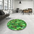 thumbnail image 3 of Ahgly Company Indoor Round Patterned Neon Green Area Rugs, 6' Round, 3 of 6