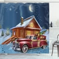 thumbnail image 1 of Ambesonne Christmas Shower Curtain, Wooden Lodge Truck, 69"Wx75"L, Multicolor, 1 of 3