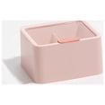 thumbnail image 1 of Caja de almacenamiento de lápiz labial de gran capacidad, diseño de rejilla de doble capa, transparente, con tapa, para el hogar y la oficina, color rosa, 1 of 5