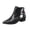 Black, variant on Womens Ankle Boots Boho Floral Printed Patchwork Pointed Toe Fall Winter Side Zipper Block Heel Short Booties