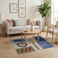thumbnail image 3 of ODIKA 4'x6' Navy Geometric Abstract Design With Modern Washable Area Rug Nautical Ornamental Balanced Border Layout for Dorm Room, Small Living Stain Resistant Low Profile, Easy Care, 3 of 7
