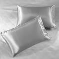 thumbnail image 2 of Satin Pillowcase Queen [2-Pack, Grey] - Hotel Luxury Silky Pillow Cases for Hair and Skin - Extra Soft 1800 Double Brushed Microfiber Pillow Covers, 2 of 3