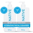 thumbnail image 2 of Native Hydrating Facial Cleanser for dry skin, Sulfate Free, with Hyaluronic Acid and Shea Butter, Dermatologist Tested, Twin Pack, 2 x 12.5 oz, 2 of 15