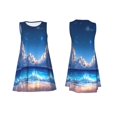 thumbnail image 7 of Fuzoiu Starry Night Ocean View Print Women's Sleeveless Dress,Summer Dresses for Women,Casual Sundresses,Beach Sleeveless T-shirt Swing Dress with Pockets, 7 of 7