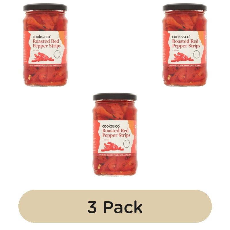 Cooks & Co Roasted Red Pepper Strips 300g, British Import (Pack of 3)