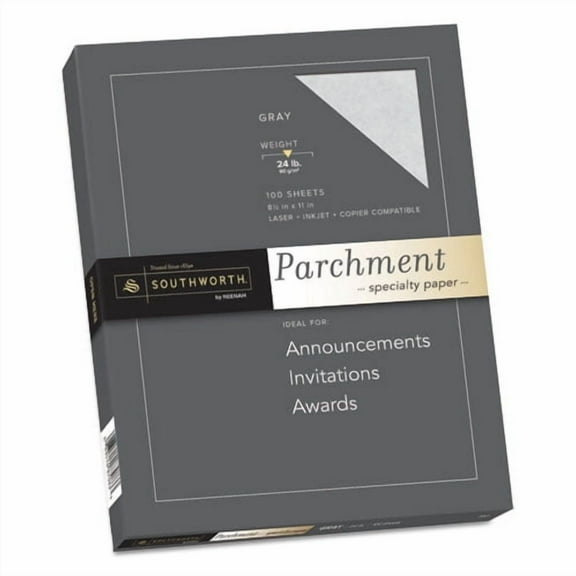 Southworth Parchment Specialty Paper, 24 Lb, 8.5 X 11, Gray, 100/pack | Bundle of 2 Packs