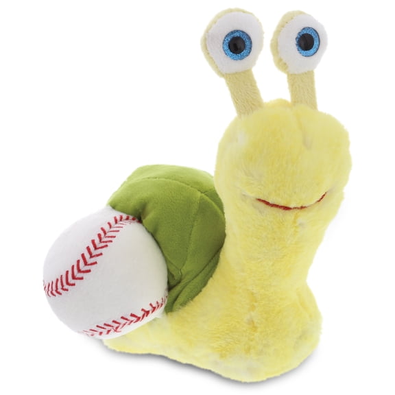 DolliBu Yellow Snail Stuffed Animal with Baseball Plush - Soft Plush Huggable Snail, Adorable Playtime Plush Toy, Cute Wildlife Gift, Baseball Plush Animal Toy for Kids, Adults - 9 Inch