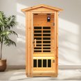 thumbnail image 5 of Genreen 1560W Portable Old Fir Infrared Home Sauna,1-Person Indoor & Outdoor Sauna Box, 5 of 6