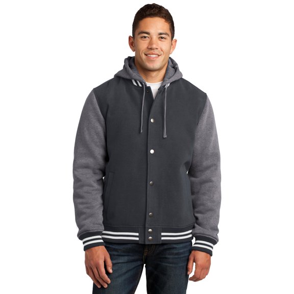 Sport-Tek Insulated Letterman Jacket-S (Graphite Grey/ Vintage Heather)