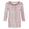thumbnail image 5 of 3/4 Sleeve Tops for Women Striped Print Crew Neck Shirts Loose Fit Going Out Tops Business Dressy Casual Tunic Blouses 2026 Summer Basic Tees Beach Vacation Outfits, 5 of 5