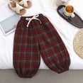 thumbnail image 5 of 3-4T Toddler Boys Girls Plaid Jogger Pants, Kids Drawstring Elastic Waist Retro Lantern Trousers with Side Pockets, Loose Casual Bottoms for 6-24 Months 2T 3T 4T 5T 6T 7T 8T Children,Red, 5 of 7