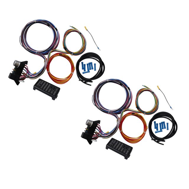 Paquete de 2 arneses de cableado universales, de arnés de cableado de 12 circuito eléctrico, varillas de 12V para Muscle Car shamjiam 12 Circuito del arnés de cableado