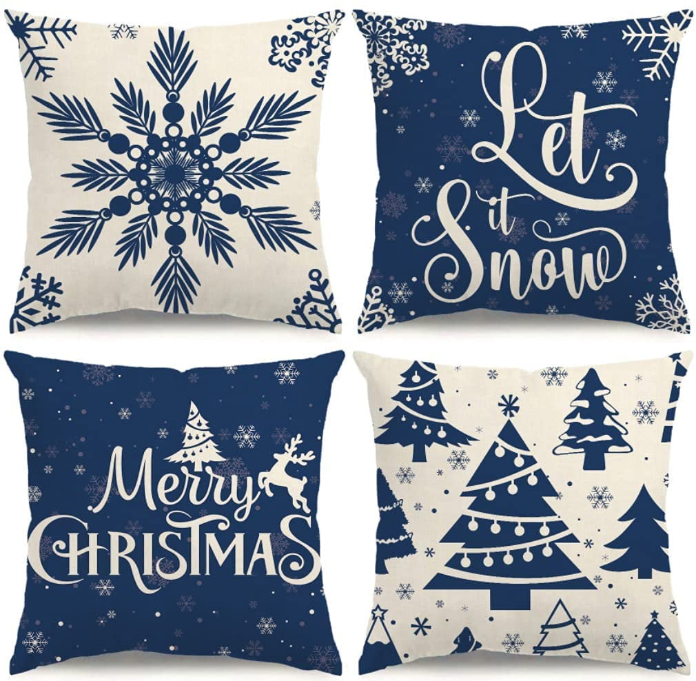 Christmas Pillow Covers 18×18 Set of 4 Christmas Decorations Christmas