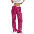 thumbnail image 7 of Delayuji Womens Sequin Pants Wide Leg Pant Elastic High Waisted Glitter Dance Pants Club Party Wear, 7 of 7