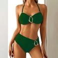 thumbnail image 2 of Swimming Suits for Women 2 Piece Bathing Suits for Women Solid Color Two Piece Swimwear with Metallic Buckle Tankini Top and High Waist Bottom, 2 of 4