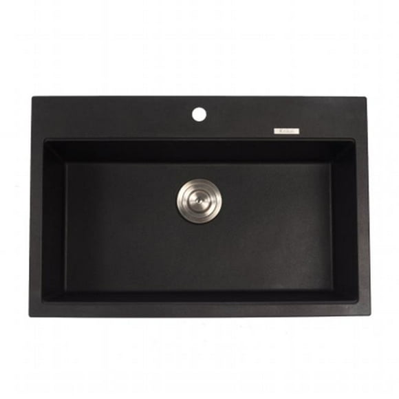 Kraus KGD-412B 31 .2 inch Dual Mount Single Bowl Black Onyx Granite Kitchen Sink