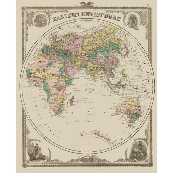 Historic Map - Eastern Hemisphere - Andreas 1875 - 23 x 28.15 - Vintage Wall Art