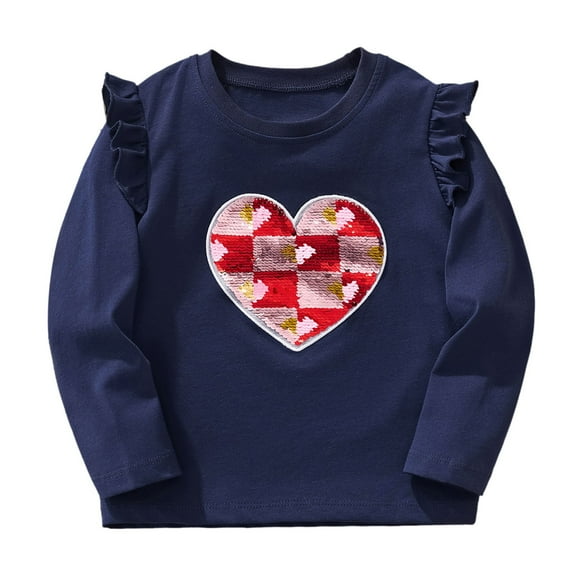 Gunia Toddler Boys Girls Valentines Shirt Long Sleeve Love Heart Graphic Crew Neck Casual Breathable Soft Valentine'S Day T-Shirt Kids Tee Tops 6M-6Y Pink