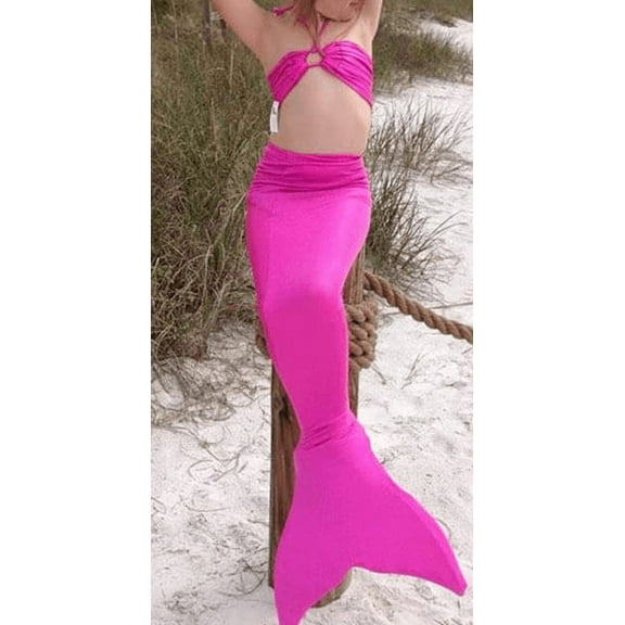 Wenchoice Fuchsia Shinny Mermaid Tail 3 Pieces Swimming Suit XXL(9-10Y)