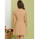 thumbnail image 5 of Vestido Fluido De Gasa Floral Cuello Pico Manga Corta Botones Arriba Para Mujer Amarillo S, 5 of 6