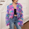 thumbnail image 6 of Mutghys Fur Coats for Women Colorful Block Open Front Short Fuzzy Faux Fur Jacket Party Vacation Bar Winter Warm Soft Comfortable Fashion Outerwear,S-3XL, 6 of 6