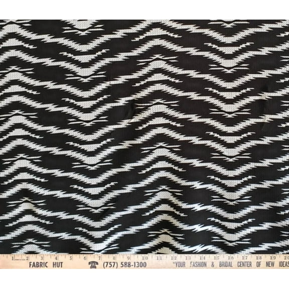 Liverpool Knit Chevron Print Black/White 58" Fabric By The Yard