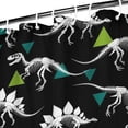 thumbnail image 3 of Black Cartoon Dinosaurs Skeletons Triangles Pattern Shower Curtain 36"x72" ,Bathroom Decorative Shower Curtains Set with 12 Hooks,Modern Waterproof Washable Shower Curtain, 3 of 6