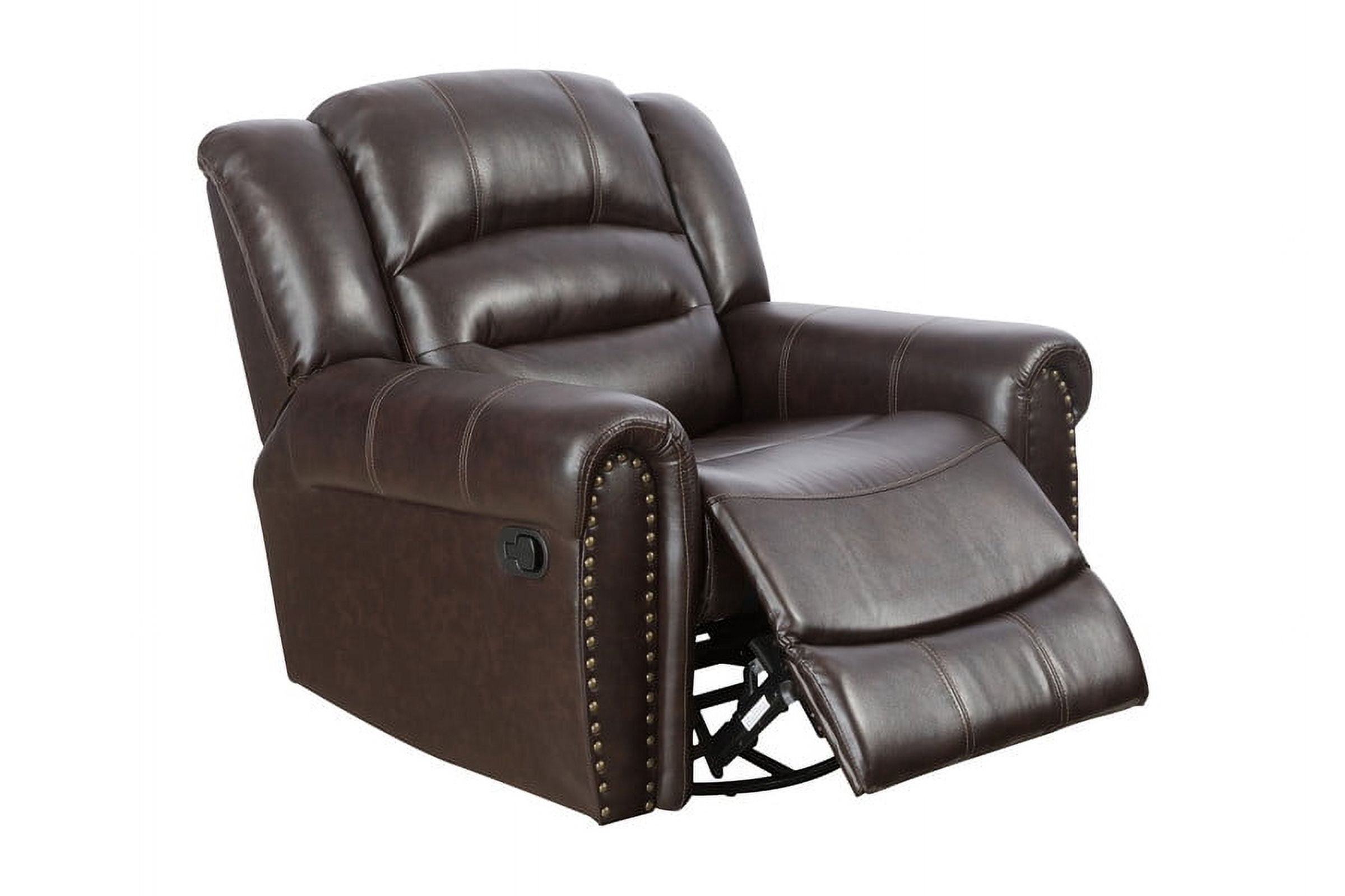Irene Inevent 3-Piece Leather Sofa Set, Couch Recliner Sofa Set Semi PU Synthetic Leather Sofa Loveseat Chair for Living Room, Brown