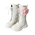 thumbnail image 2 of RTKFRFLM Girls Fashionable Tall Boots Lace-up Soft Sole Princess Long Boots White 7-8 Years, 2 of 8