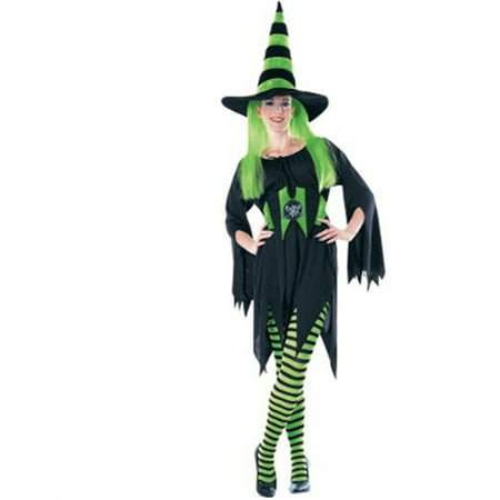 Womens  Black and Green Striped Wicked Witch Costume Tights