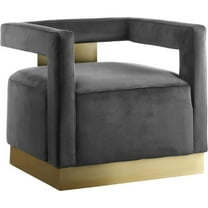 Maklaine Contemporary 18.5"H Velvet Accent Chair in Gray and Gold