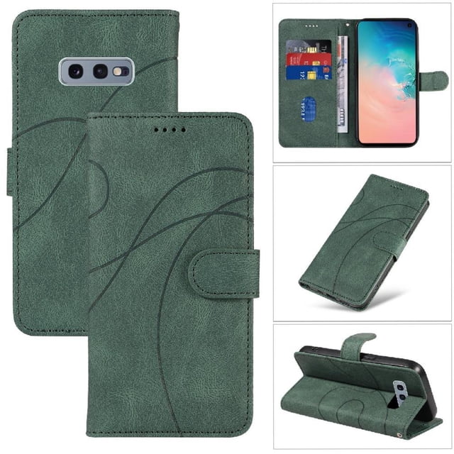 Étui Rabattable pour FOXDOCK Samsung Galaxy S10E avec Fentes pour Cartes et Fonction Support en Cuir Toucher Peau