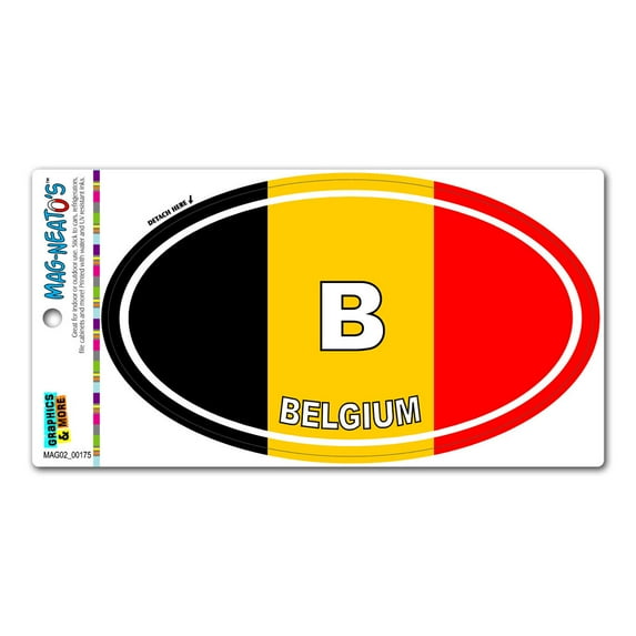 Belgium Country Flag - B Euro Oval Flag MAG-NEATO'S(TM) Car/Refrigerator Magnet