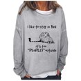 thumbnail image 1 of Moda mujer primavera otoño impreso manga larga cuello redondo Casual Tee Tops Pompotops FGAJ1260, 1 of 5