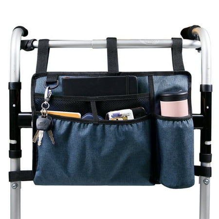

Wanwan Storage Bag Portable Reusable Durable Convenient with Multi Pockets Wear-resistant Oxford Cloth Rollator Attachment Handicap Basket Pouch Daily Use
