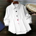 thumbnail image 3 of Womens Fall Clothes, Long Sleeve Shirts for Women Casual Loose Fit Solid Color Lapel Button Down Dressy Blouses, 3 of 6