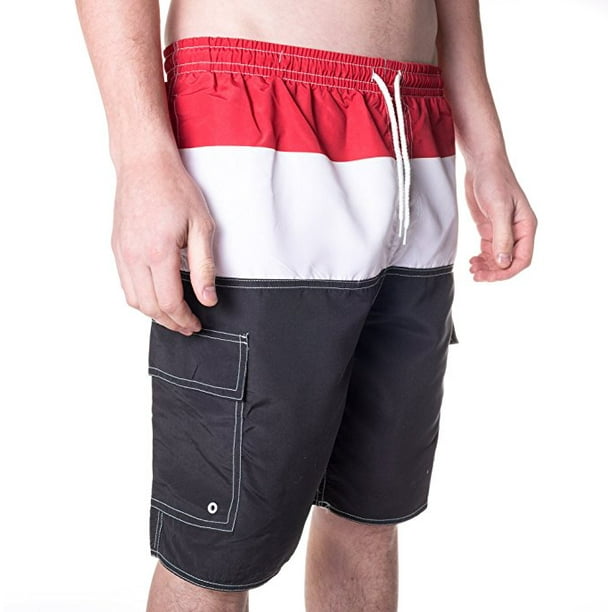 North 15 North 15 Men's Swim Trunks With Cargo Pokcets5110RdBlkXL