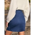 thumbnail image 2 of Cupshe Women's Blue Front Button Notched Hem Mini Skirt, 2 of 6