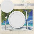 thumbnail image 3 of Ambesonne Beach Place Mats Set of 4, Sandy Palm Coconut Sea, Standard Size, Cream Navy Green, 3 of 6